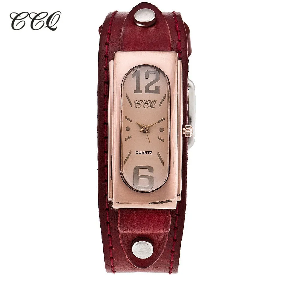 Женские кварцевые часы CCQ с ремешком из натуральной кожи аналоговые повседневные
