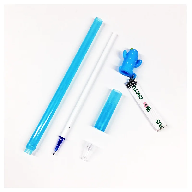 

24 Pcs Creative Cute Student Black Carbon Pen Fresh Cactus Ribbon Erasable Gel Pen kawaii school supplies