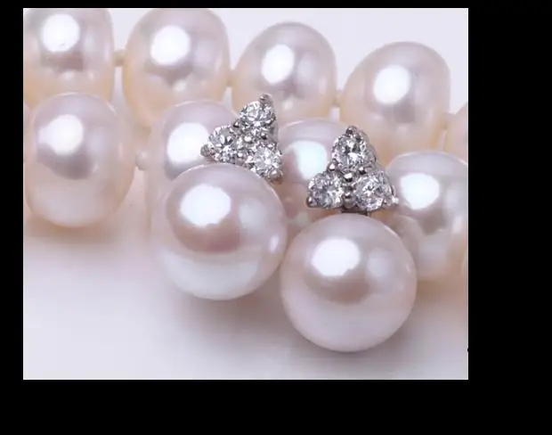 classic 9-10mm south sea round white pearl necklace &ampearring 925r | Украшения и аксессуары