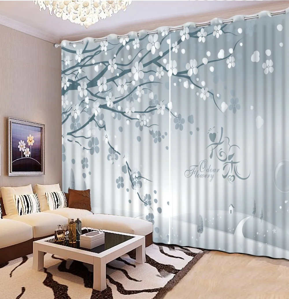 

Customize Window Curtain Abstract minimalistic flowering Curtains For Living room bedroom room Home Decor Blackout Curtains