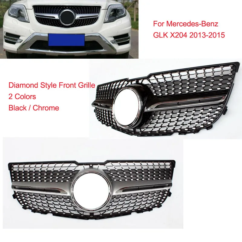 Для Mercedes Benz GLK X204 2013 2014 2015 передняя решетка сетчатый вентиляционный чехол бампер с алмазами гриль черный