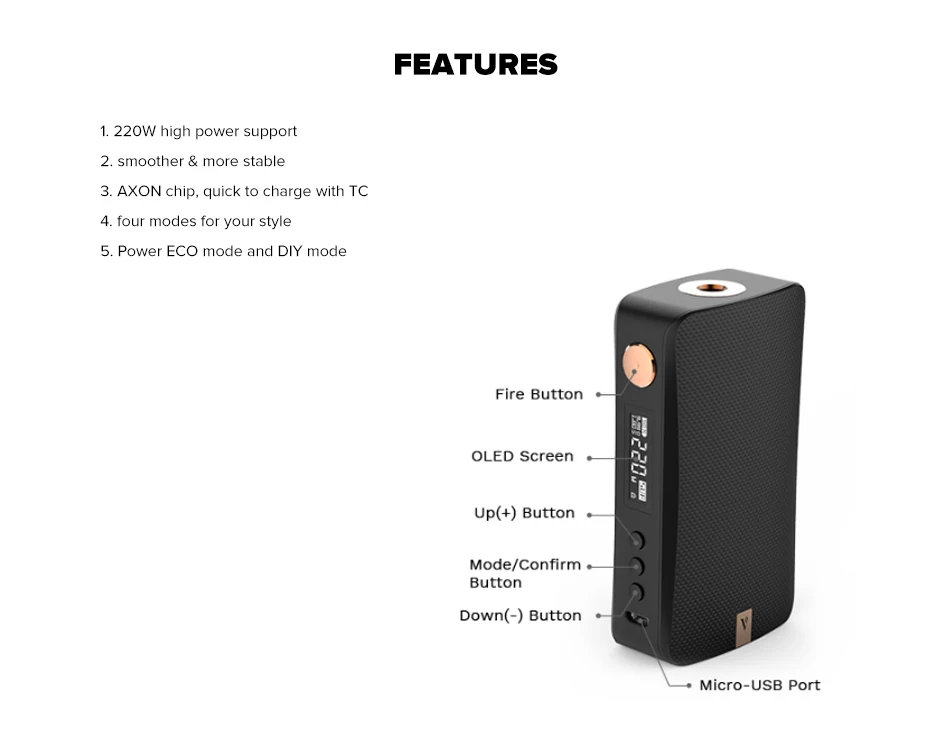 220 Вт Vaporesso GEN коробка мод Vape подходит для 8 мл SKRR-S Танк против LUXE-S Bod мод электронные сигареты