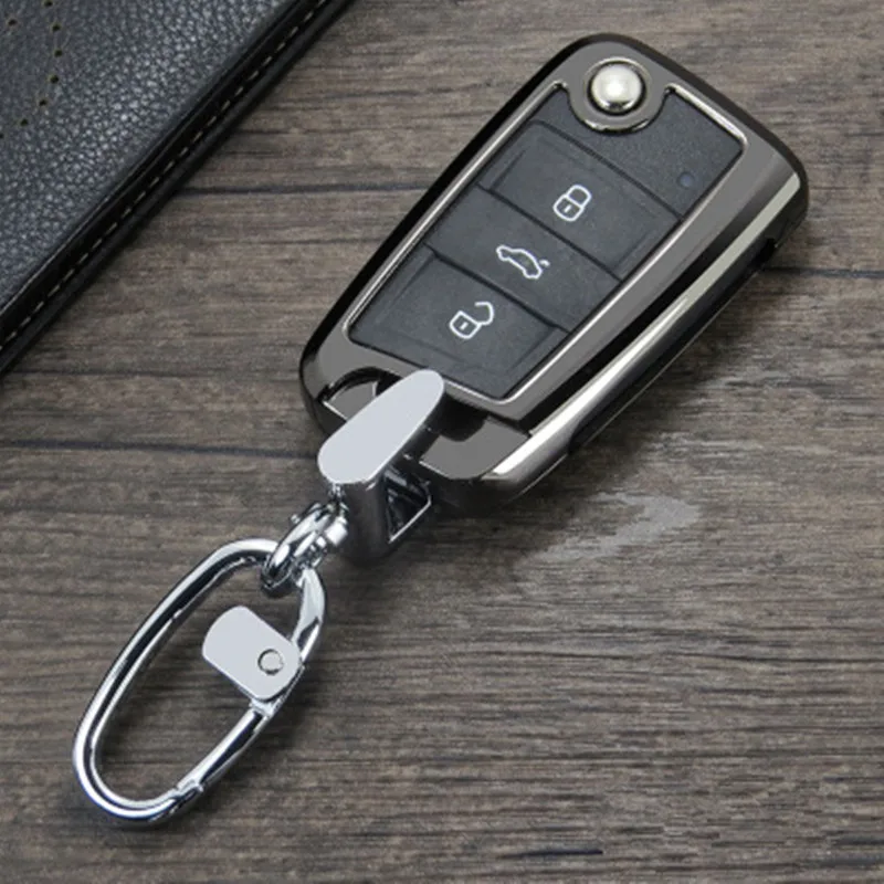 Zinc alloy leather Key Case Bag Cover For VW Golf 7 mk7 Skoda Octavia A7 New Polo Portect Car Accessories | Автомобили и
