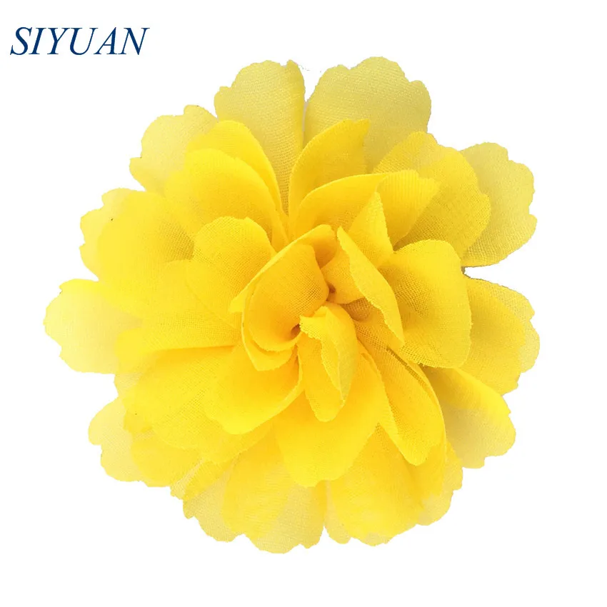 22-yellow 10 шт./лот 3 ''ручной работы твердый шифон цветок с заколками для волос Детский бутик аксессуары для волос маленький размер TH246 - Цвет: 22-yellow