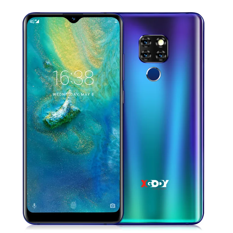 Синий Xgody Коврики 20 4G 6,2" 19:9 Android 9,0 Face ID 2 Гб Оперативная память 16 Гб Встроенная память 3500 мА/ч, мобильный телефон MT6737 4 ядра полный Экран смартфон - Цвет: Синий