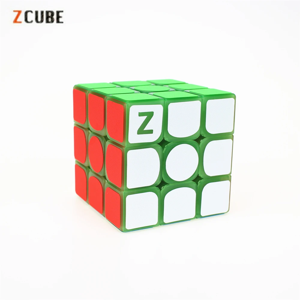 

Newest Zcube 3x3x3 Profissional Magic Cube Green light Transparent Glow Competition Puzzle Cubes cubo Pattern Stickers