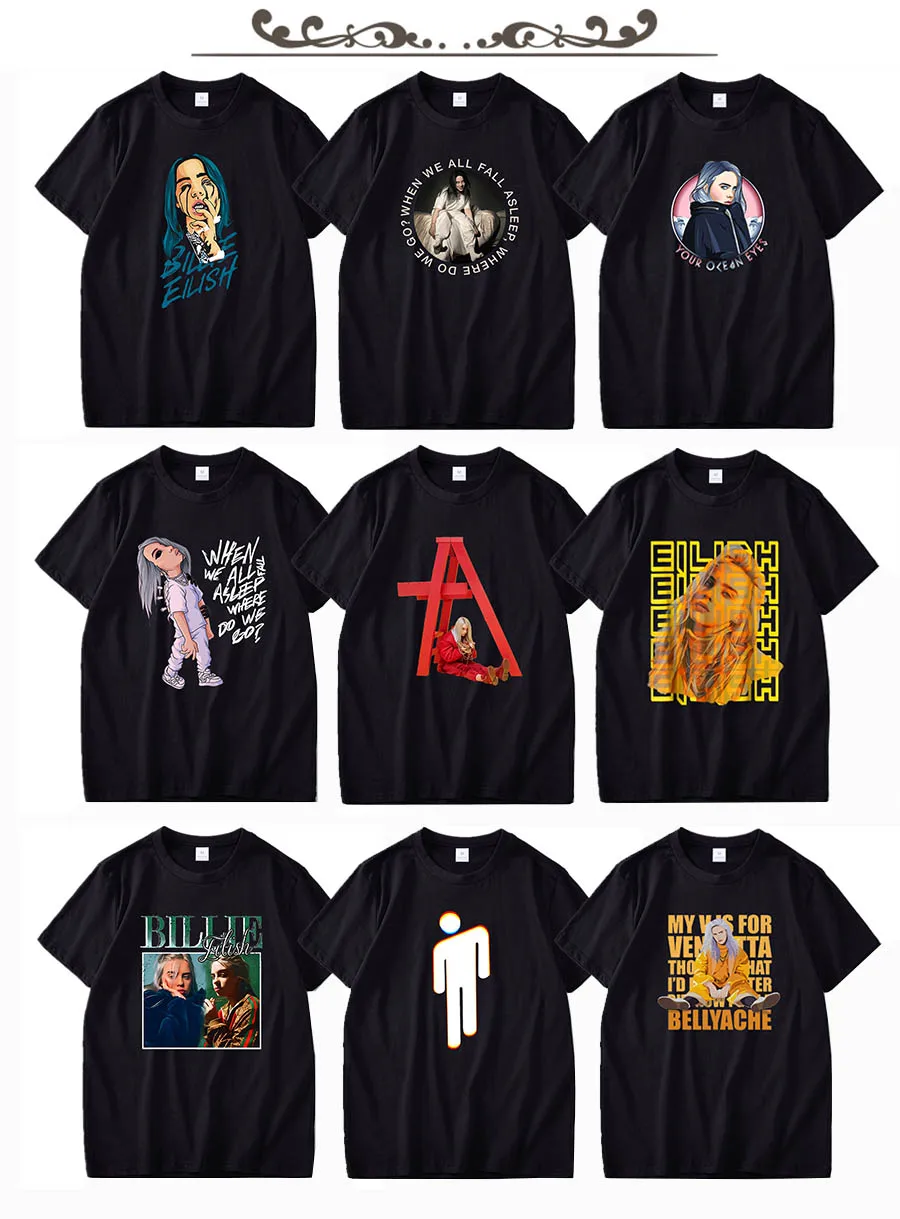 Billie Eilish/футболка, все, что я хотел, поп-певица, одежда, крутая черная, Camiseta, хлопок, футболка, Молодежная, унисекс, европейский размер