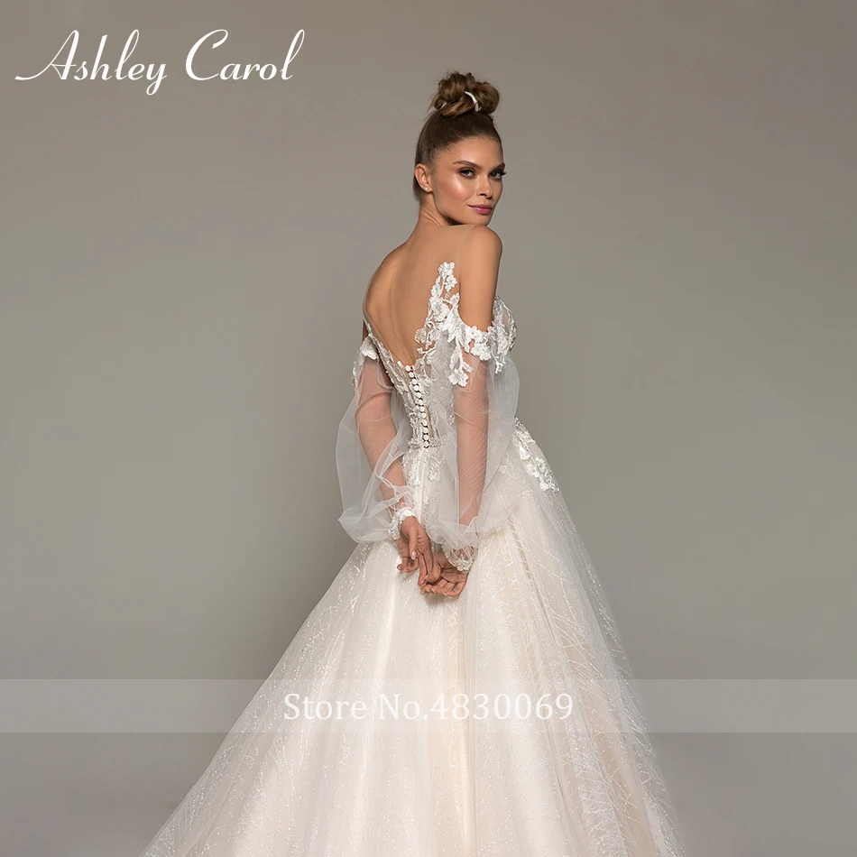Ashley Carol Сексуальное Милое пляжное Бохо Иллюзия черное свадебное платье Роскошные бисерные пояса с пышными рукавами Модные свадебные платья