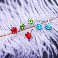 small fresh multi color 12 sets large simple round and beautiful red crystal silver stud earrings set clothing accessories gifts