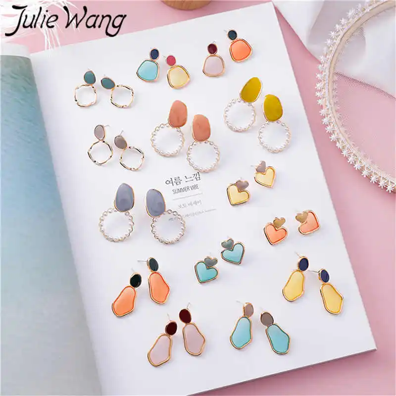Julie Wang 1 пара акриловых шпильки геометрической формы серьги различной