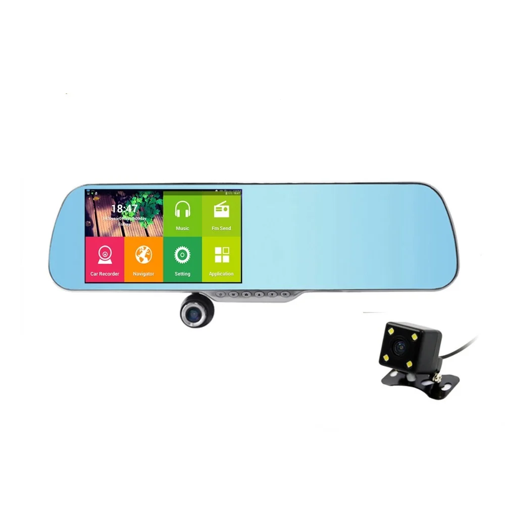 Зеркало заднего вида сенсорный экран 5 0 &quot GPS навигатор DVR камера парковки