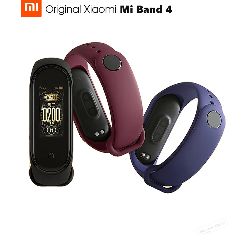 Оригинальный Смарт браслет Xiaomi Mi Band 4 фитнес с цветным сенсорным экраном AMOLED 0 95