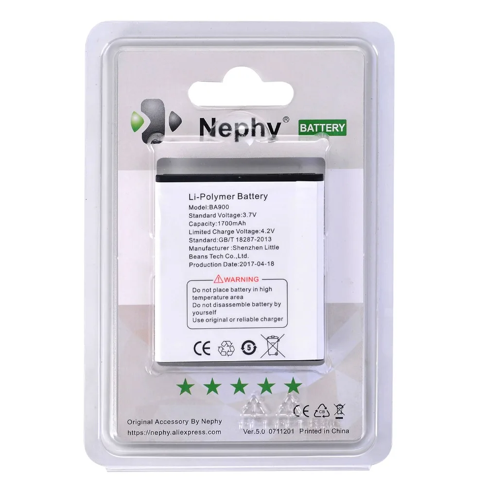 Аккумулятор Nephy BA900 для Sony Xperia TX GX LT29i J ST26i Sh36 L C2105 C2104 E1 M C2004 C2005 C1904 C1905 оригинал