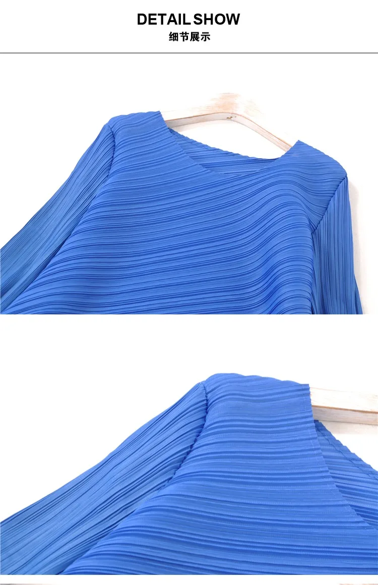 Changpleat, Весенняя Новинка, необычные женские футболки, топы Miyak, плиссированные, модные, одноцветные, круглый ворот, 3/4 рукав, простая женская футболка T97