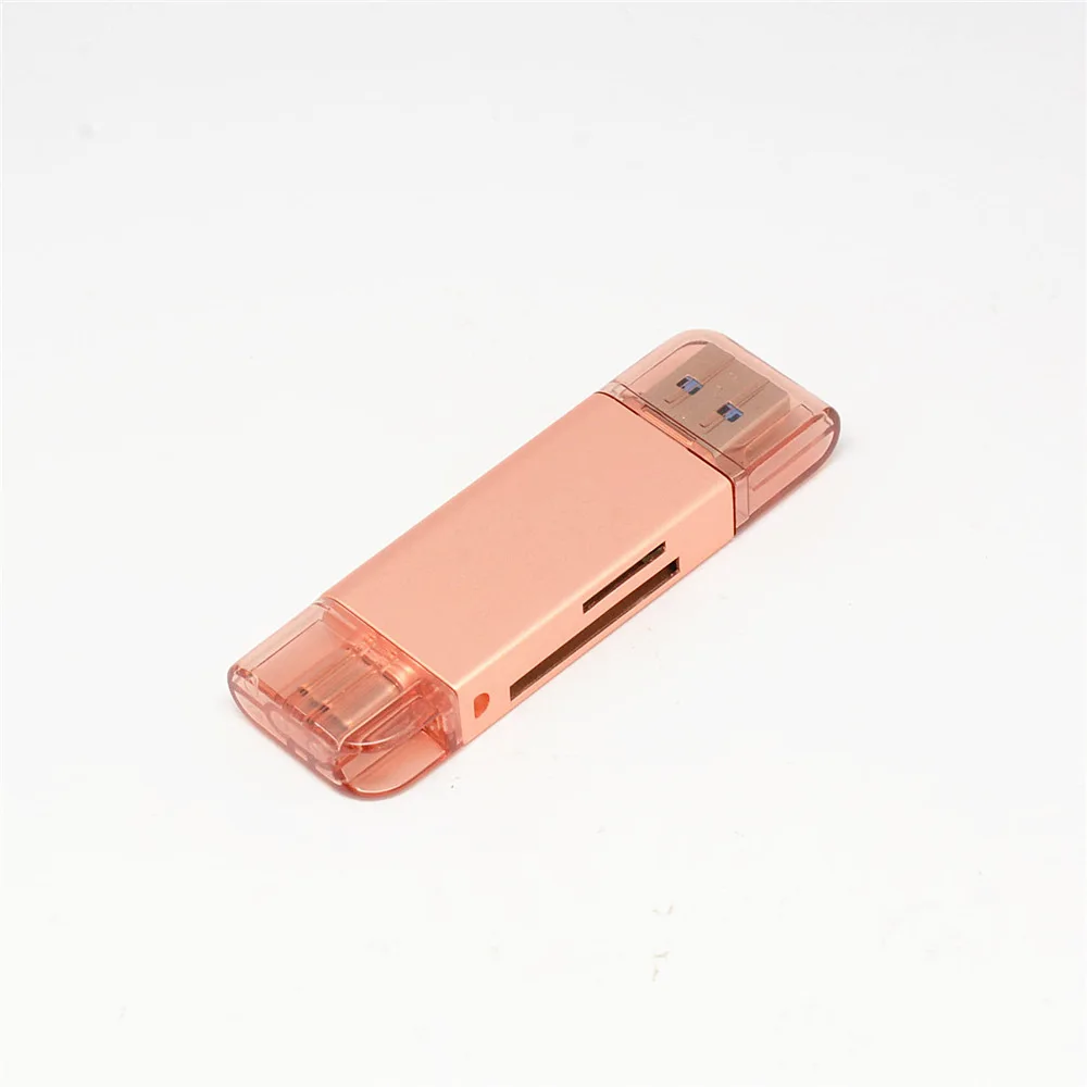 Rose red USB 3,0+ type-C+ Micro USB кард-ридер SD TF карта OTG адаптер мобильный телефон USB C кард-ридер для телефона компьютер - Цвет: Rose red