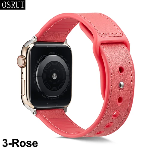 3-Rose Кожаный ремешок для apple watch, 4 ремешка, 44 мм, 40 мм, correa iwatch series 4, 3, 2, 42 мм, 38 мм, браслет на запястье, аксессуары для apple watch - Цвет ремешка: 3-Rose