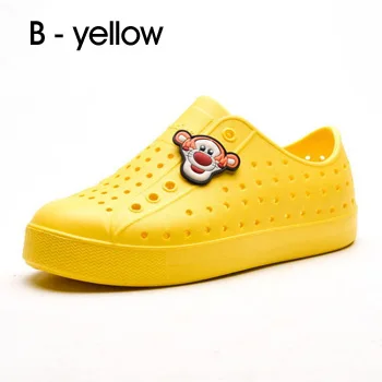B-yellow Новая летняя стильная детская пляжная обувь дышащие Вьетнамки с отверстиями Нескользящие сандалии дети сажают наружные кроссовки для девочек и мальчиков - Цвет: B-yellow