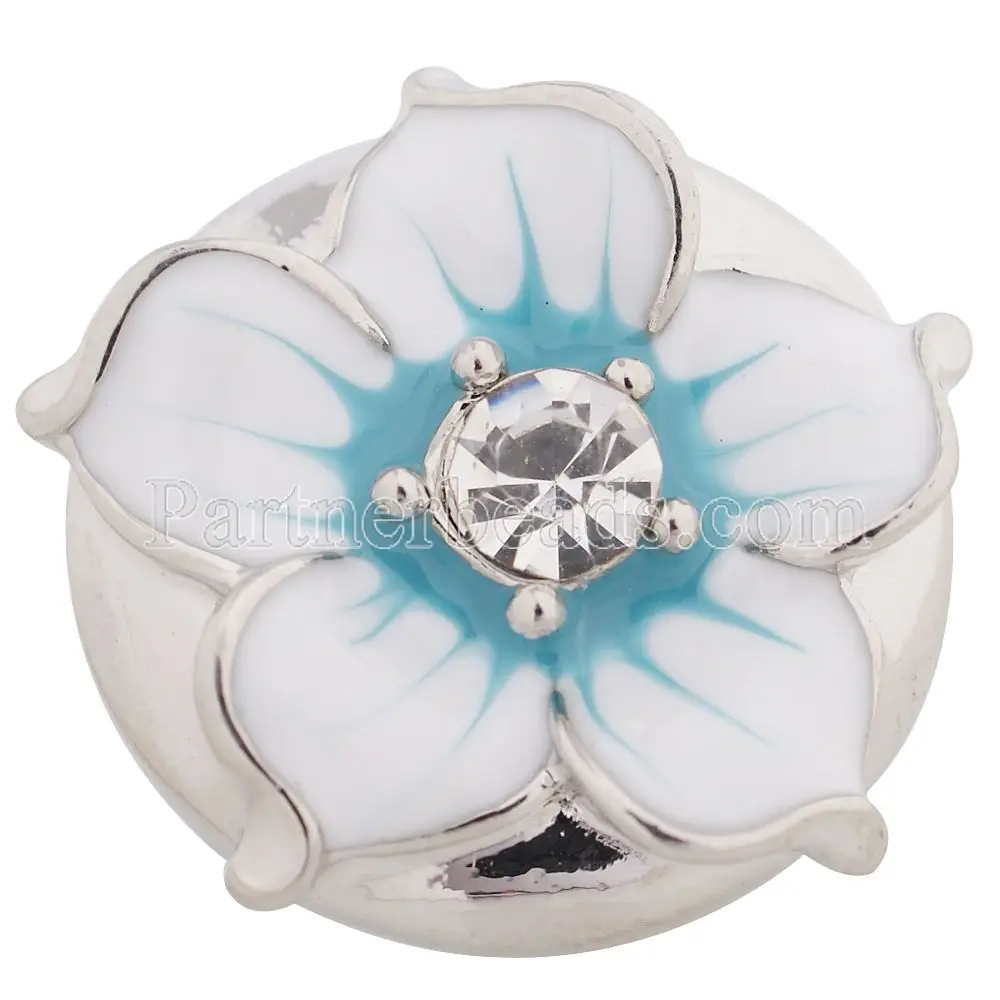 10 шт./лот 20 мм Цветок защелки посеребренные с эмалью и стразы кнопки ювелирные