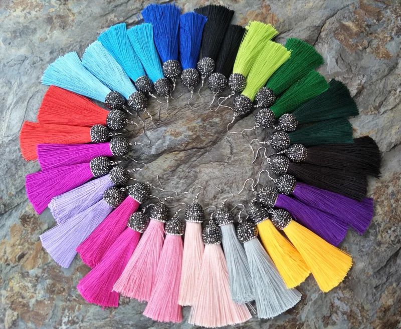 5 пар хлопковые шелковые кисточки для серег проложить кристалл горный хрусталь