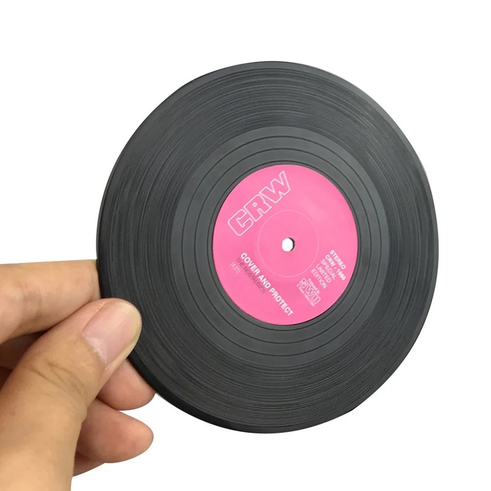 Креативная виниловая подставка CD пластинка держатель для напитков коврик для посуды пластиковый коврик Настольный коврик onderzeters чашка коврик аксессуары