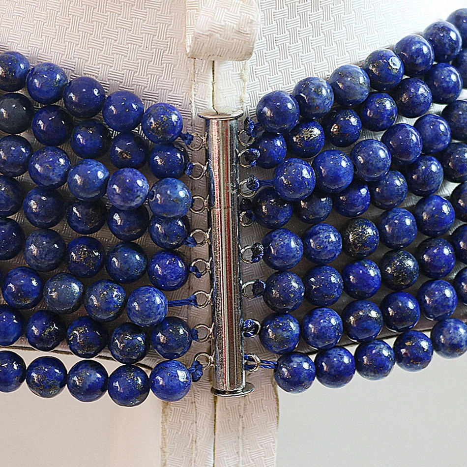 Красивый голубой Лазурит Камень Натуральный Модный Круглый бисер Сделай Сам