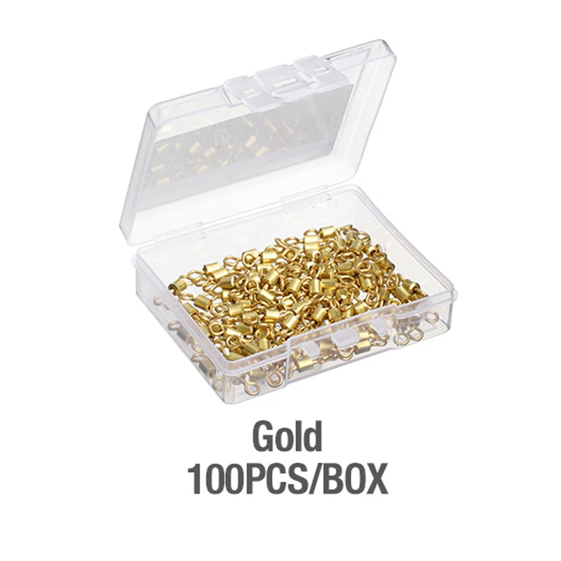 Gold 100pcs DONQL 50/100 шт./let шариковый роликовый твердый шарнирный крючок с кольцом, соединитель для рыболовных крючков из нержавеющей стали, соединитель для подшипников, рыболовные снасти - Цвет: Gold 100pcs