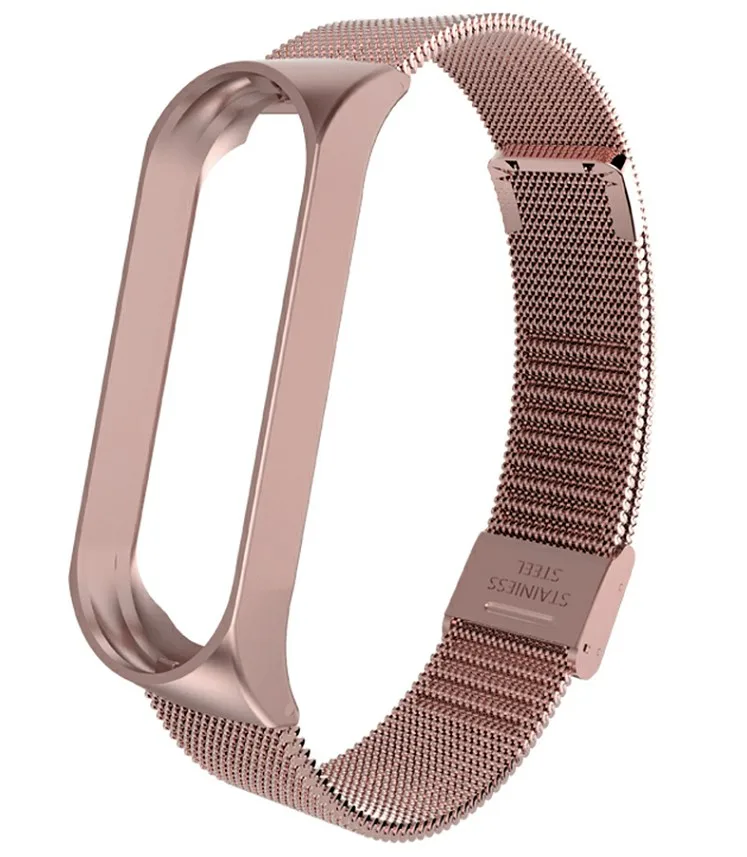 rose pink Металлический ремешок для mi band 4 mi Band 3 Smart Band ремешок для Xiaomi mi Band 4 аксессуары для смарт-браслета сменный ремешок mi Band - Цвет: rose pink