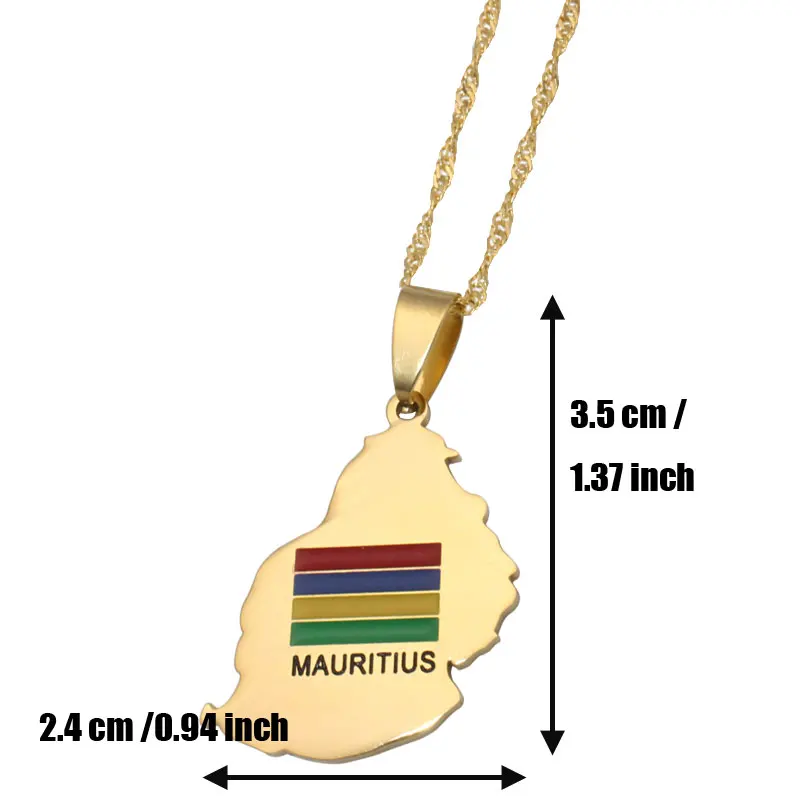 Mauritius карта флаг Маврикия Нержавеющая сталь ожерелье страна ювелирные изделия с