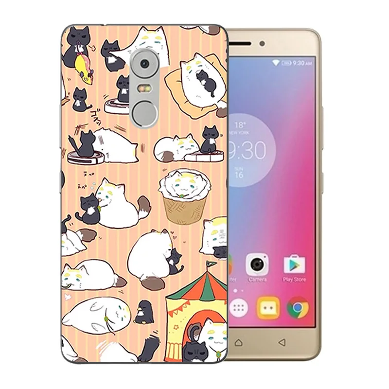 5 дюймов для Lenovo K6 Note чехлы силиконовый чехол Vibe задняя крышка матовая удача кошка