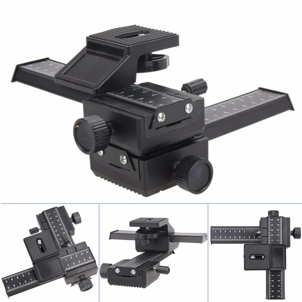 Черный 4-way Macro Shot для Фокусировочный рельсовый ползунок 1/4 винт F DSLR Камера для цифровой зеркальной камеры Canon Nikon