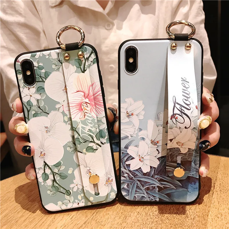 Модный цветочный чехол для телефона huawei mate 20 Pro силиконовый мягкий напульсник
