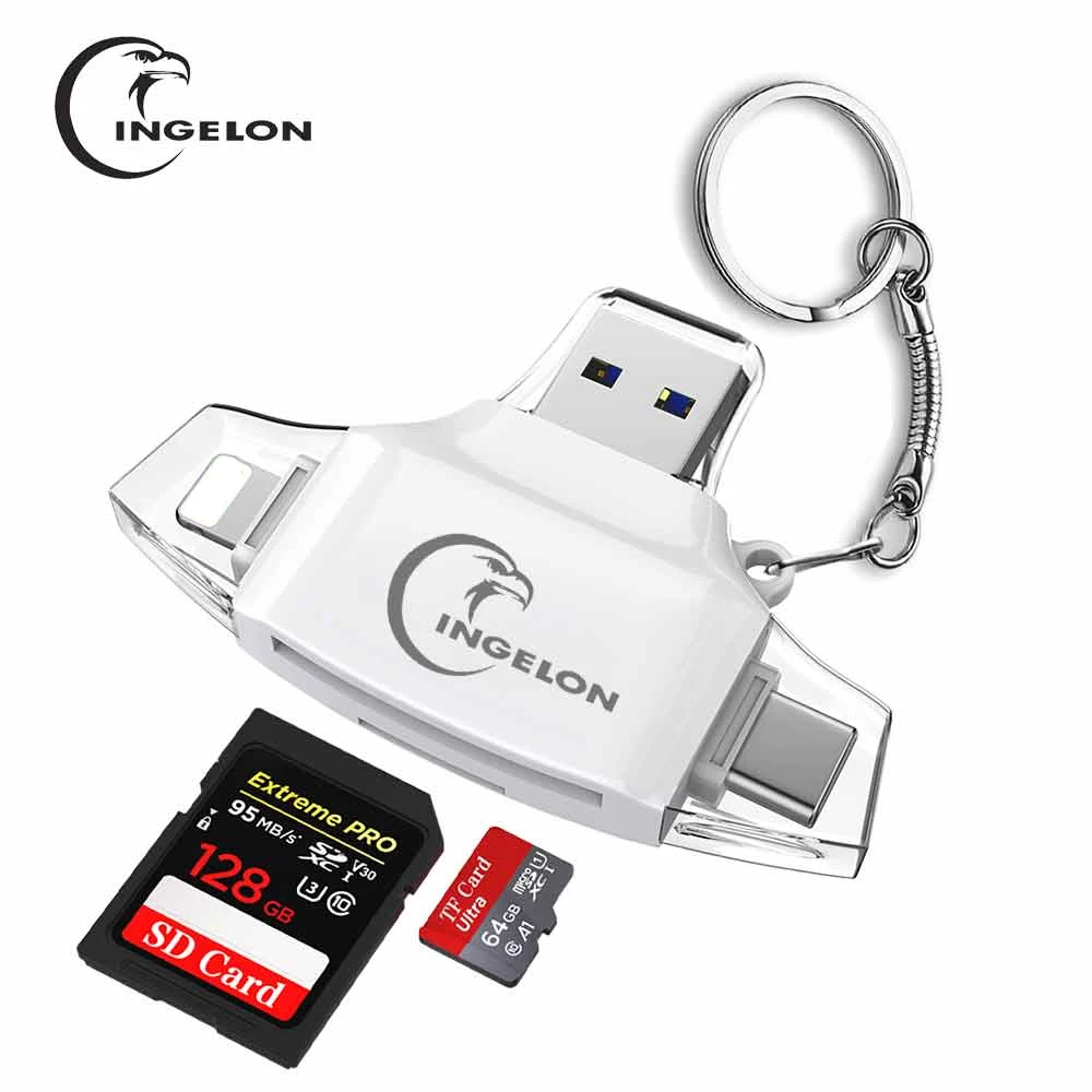 Ingelon-lector de tarjetas de memoria SD, micro adaptador, tarjeta sd tipo C OTG, adaptador para iphone, Samsung, MacBook