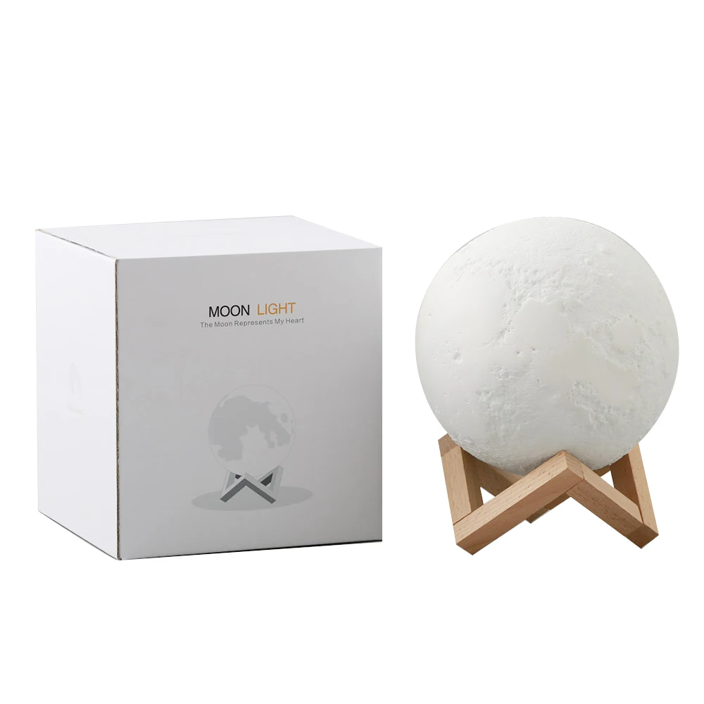 Перезаряжаемый 3D принт Лунная лампа ночник 3 изменения цвета сенсорный