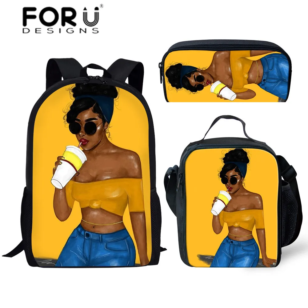 Школьные ранцы FORUDESIGNS для девочек черная художественная афроамериканская