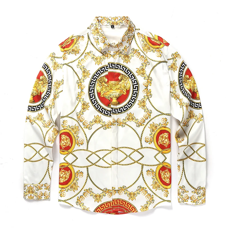 2018 Hot Popular Spring And Autumn Men's Printed Shirt Men Casual 3D Shirts Long Sleeve M-2XL | Мужская одежда
