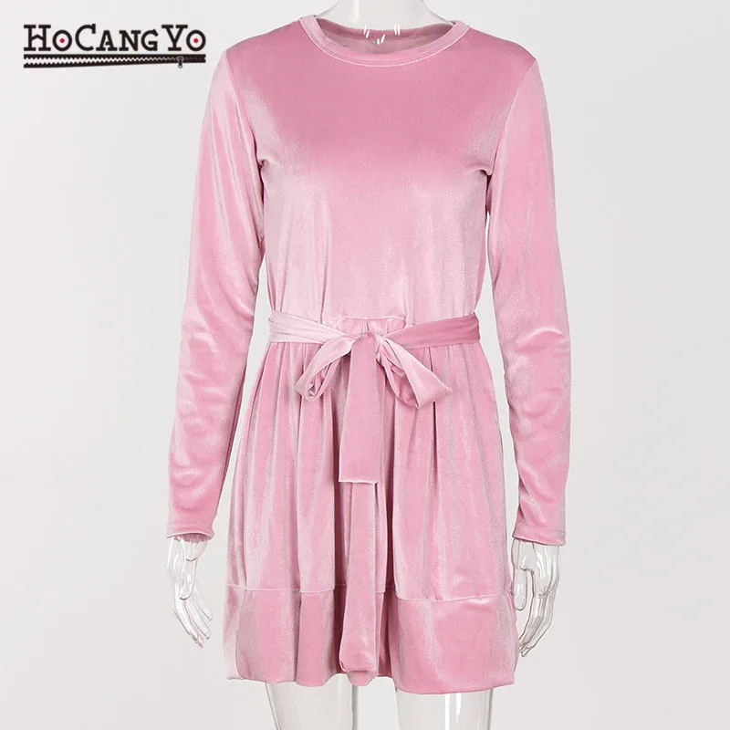 Женское винтажное платье с поясом осеннее большого размера круглым вырезом