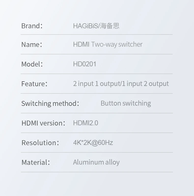 Hagибис HDMI переключатель Bi-Direction 2,0 HDMI 4 k@ 60Hz коммутатор 1x2/2x1 адаптер 2 в 1 out конвертер для PS4/3 tv Box HDMI разветвитель