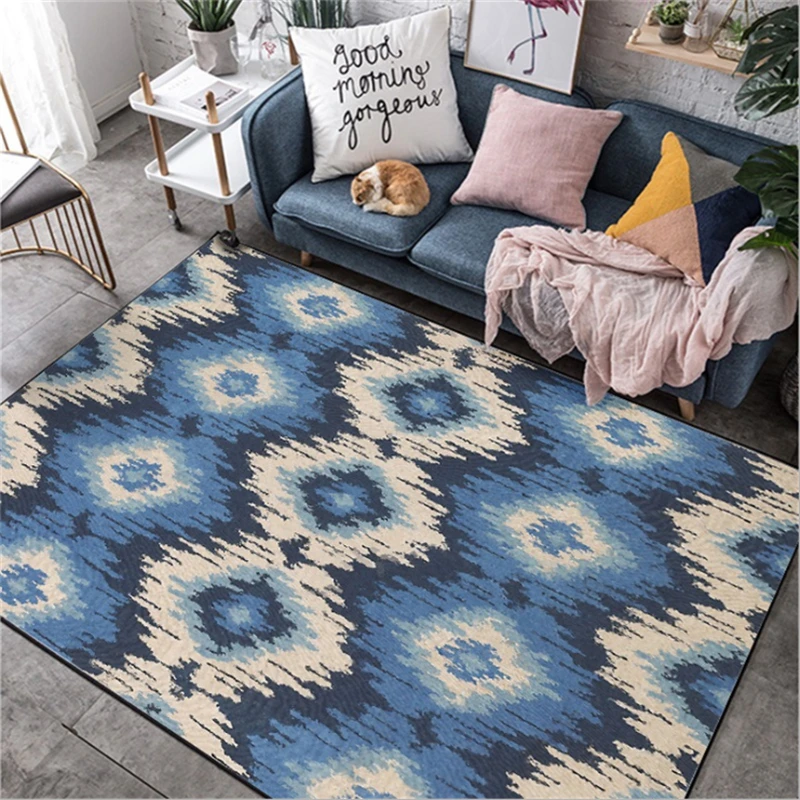 Абстрактный синий серый геометрический Алмазный решетчатый ковер в