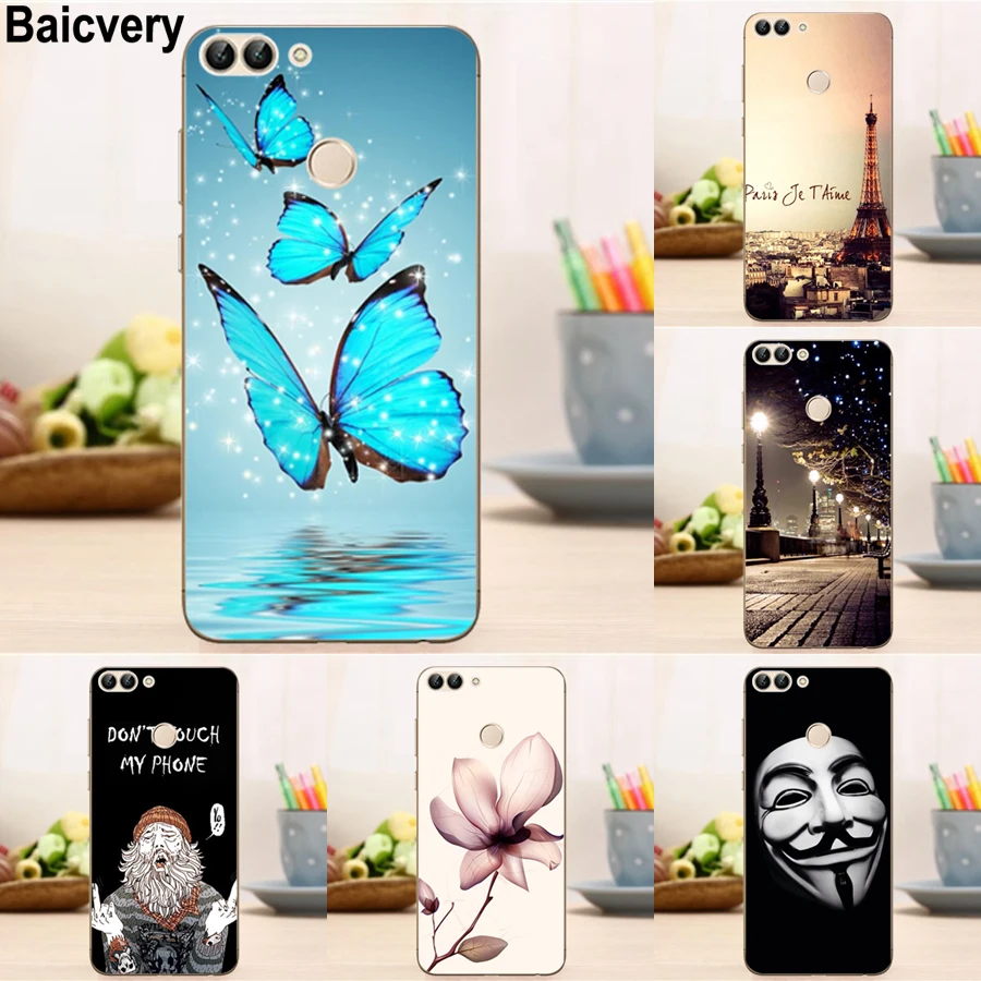 Мягкий Силиконовый ТПУ Модный чехол с рисунком для Huawei P Smart С Рисунком бабочки