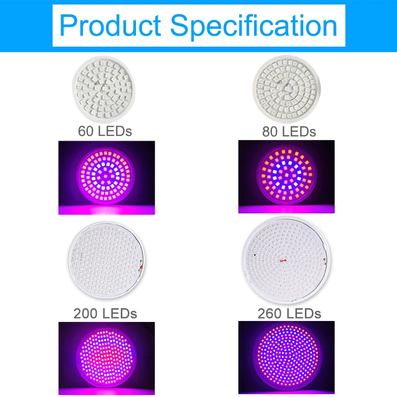 LED Grow Lamp E27 light Full Spectrum 4W 3W 50W 80W AC85-265V Indoor Plant led IR UV for Flowering Hydroponics System | Лампы и