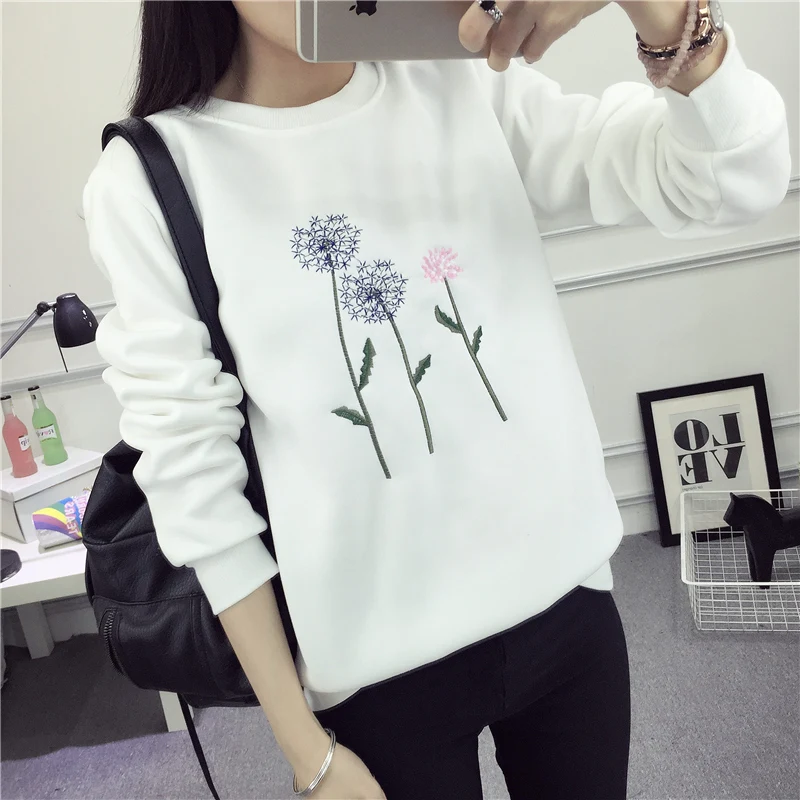 Новинка 2018 осенне зимний женский свитер милый пуловер с вышивкой одуванчика