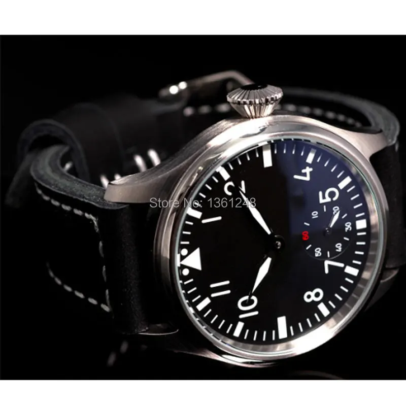 47 мм parnis черный стерильный циферблат светящийся ST 6498 механические ручные мужские