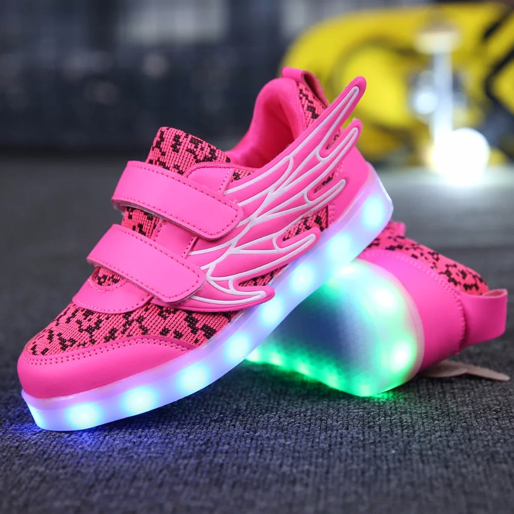 UncleJerry Led Shoes for kids Children Glowing Sneakers Luminous Tennis boys girls USB Charging LED light Fashion shoe | Детская одежда