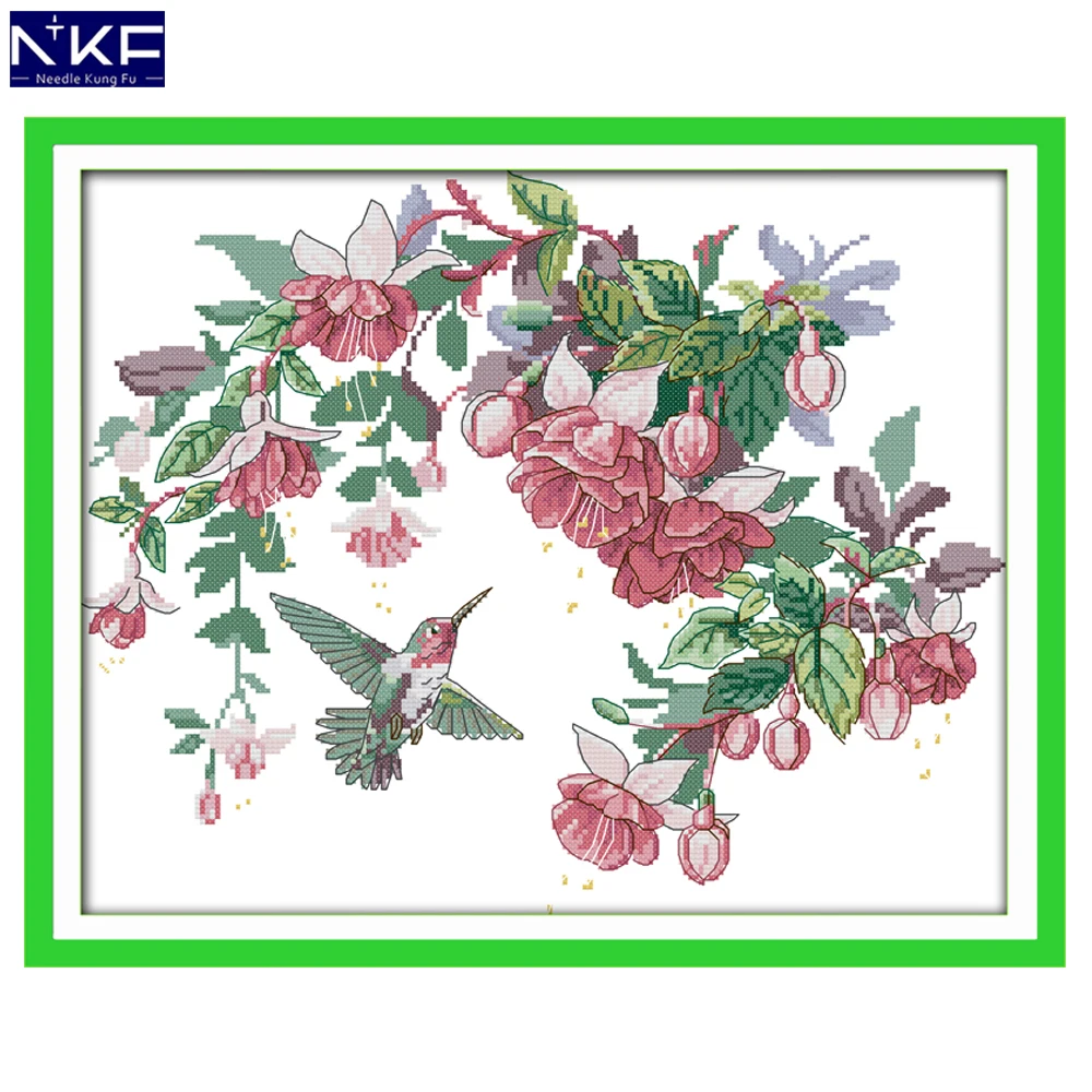 

NKF Hummingbirds Animal Pattern Handmade Craft Needlework Cross Stitch Embroidery Kit Cross Stitch for Home Decor