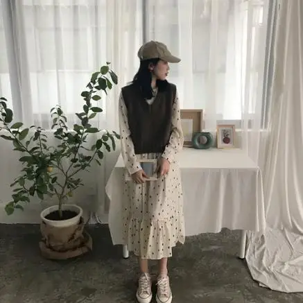 Длинные платья Max женское модное платье с длинным рукавом корейский дизайн