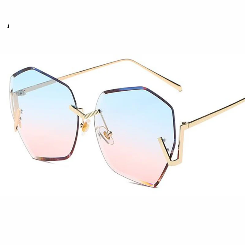 Женские солнцезащитные очки кошачий глаз женские без оправы модные с линзами из