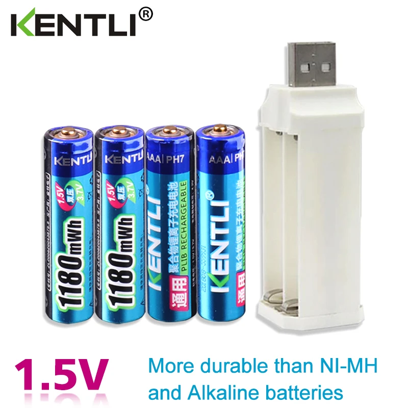 4 шт. KENTLI 1 5 v 1180mWh aaa Полимерные литий ионные аккумуляторы аккумулятор + слота