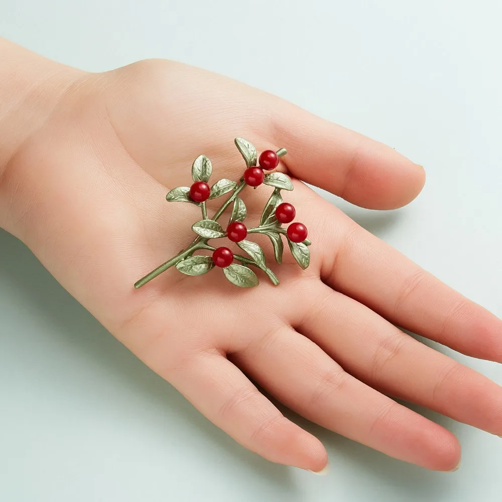 Брошь с эмалью в форме цветка брошь белого красного зеленого цветов|Броши| |