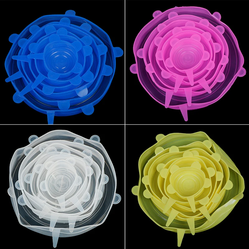 Силиконовые растягивающиеся крышки для кастрюль 6 шт./компл. прочная