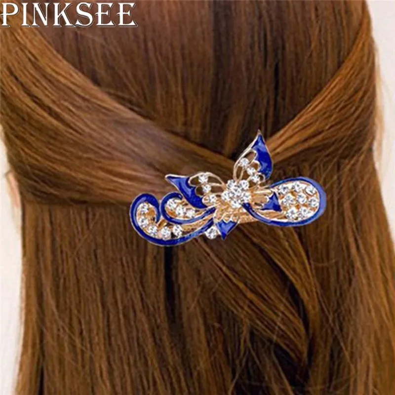 Заколка для волос PINKSEE 1 шт. милый дизайн со стразами и бабочкой Весенняя женская